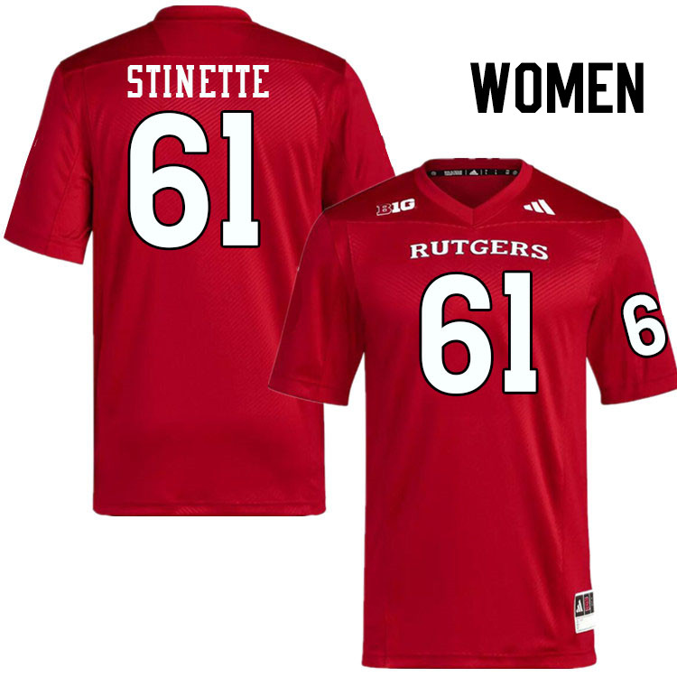 Women #61 Emir Stinette Rutgers Scarlet Knights 2024 College Football Jerseys Stitched-Scarlet